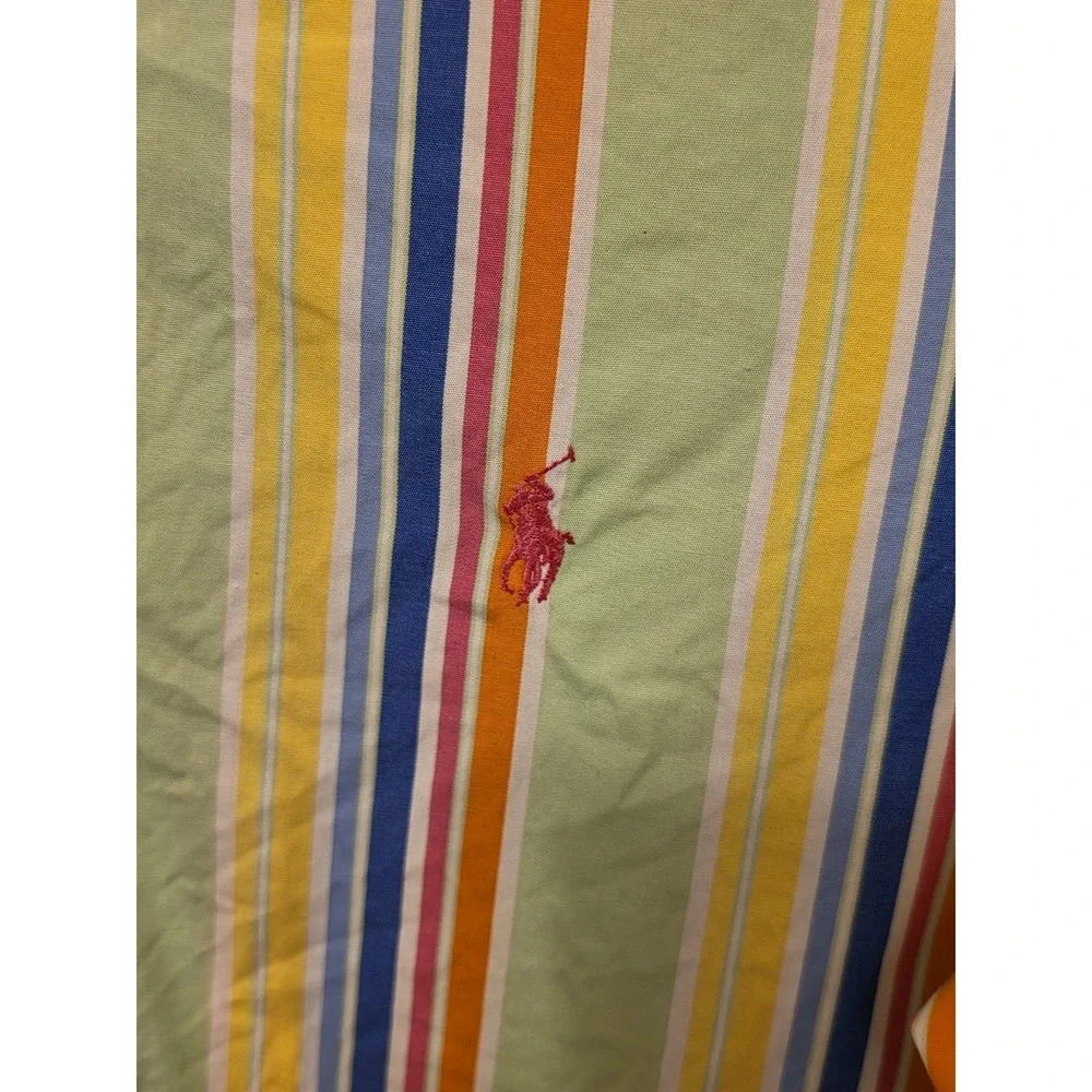 Ralph Lauren Classic Fit 100% Cotton Stripe Button Down Long Sleeve Polo Shirt M